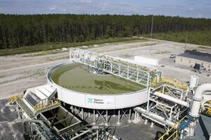 A Diemme Filtration high-rate tailings thickener operating in a mineral processing plant, highlighting its robust, large-scale construction.