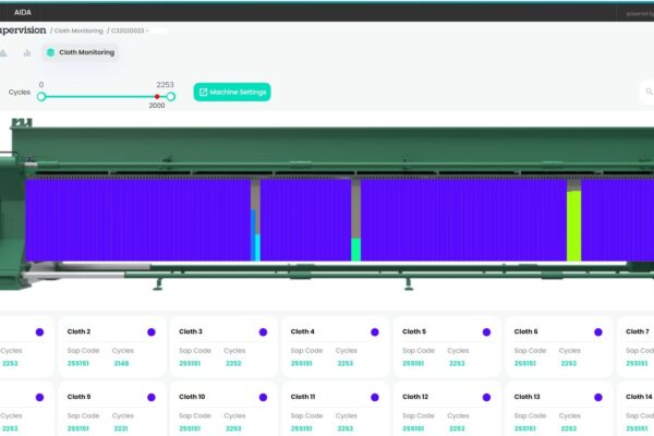Close‑up view of cloth cycle metrics on AIDA monitoring interface